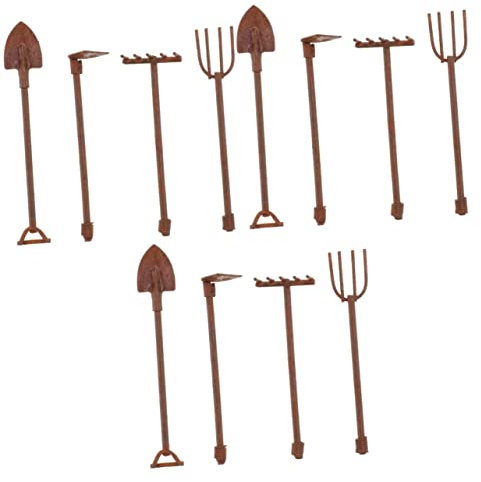 Mikikit 1 Satz Retro -mini -Werkzeuge Zubehör Beschneidung Im Freien Miniatur Cutter Anlage Schaufeln Gartenwerkzeuge Mini-gartengeräte Eisen Brown 4 Stück