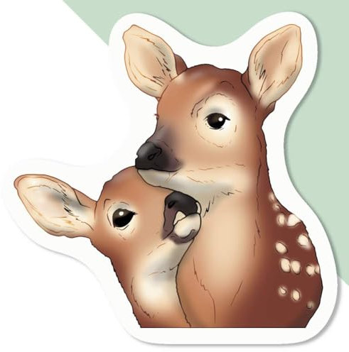 4 x Small 50mm 'Fawn Friends' Permanent Sticker Decals for Cars/Windows/Bins/Walls etc (DW00129808)