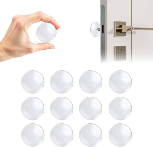 Henyall Silicone Door Stoppers,Transparent Round Wall Door Handle Protectors,Self-Adhesive Door Stops Bumper Pads-1.57inch,Quiet Wall Protector for Fridge, Wall,Cabinets (12 Pcs)