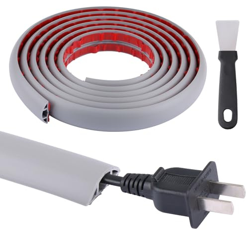 Passe-câbles Flexible pour Sol Autocollant, Protection de câbles de Sol en PVC, Cache-câbles, Passe-câbles, Cache-câbles, Cache-câbles pour la Maison, Le Bureau, l'entrepôt (Gris)