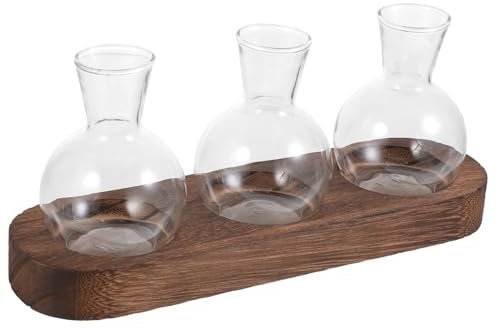 Yardenfun 1 set Decorativo Vetro con Base Legno per Piante per Decorazione da Tavolo Ufficio e Casa Idroponico per e Speciali