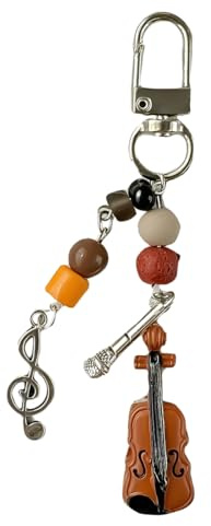KEMUZ Musik Geschenk für Musikliebhaber, Personalisierter Schlüsselanhänger mit Mikrofonanhänger und Violine, kreatives und modisches Unisex Accessoire, ideales Geschenk für Partys und Events, 1 Stück