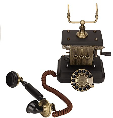 Jectse Vintage-Telefon MIT WÄHLSCHIBE, Retro-ALTMODISCHES KLASSCHES SCHNURGEBUNDENE Telefon, Dekorationen ANTIKES FESTNETZTELEFON MIT LEGIERUNGS-WAHLEHERHOLENHE