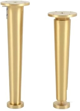 LSNNMU 2 Stück Messing-Tischbeine mit Nivellierfüßen for Tisch, Sofa, Bett, Möbel, Schrank(6cm)