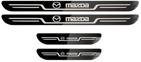 4Pcs Car Door Sill Protector Strips for Mazda 6/Atenza Sedan 2008-2013, Stainless Steel Kick Plates Welcome Pedal Threshold Protective Film Door Sill Bumper Protective Film,Black-2