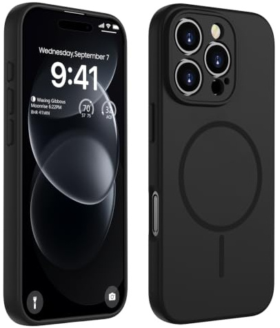 KPPIT für iPhone 16 Pro Hülle 6,3 Zoll, Kompatibel mit MagSafe, Vollständiger Kameraschutz, Eingebauter Magnetring, Militärschutz Stoßfest Kratzfest Handyhülle für iPhone 16 Pro Case, Schwarz