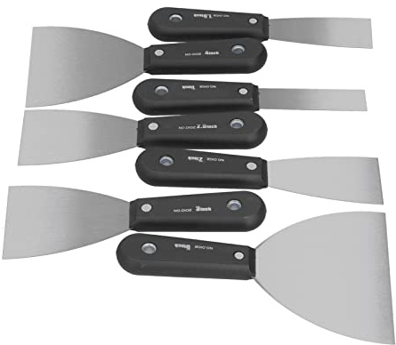 RASTKY Ensemble de Couteaux à Plâtre Polyvalents, Ensemble de Couteaux à Mastic en Acier pour Cloisons Sèches, Outils de Peinture sur Bois pour Charpentiers et Artisans 7 Pièces