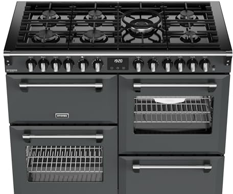 Stoves Richmond Deluxe 110DF 110cm wide Dual Fuel Range Cooker with Gas Hob - Anthracite - A Rated