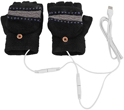 Qudinip USB Heated Gloves Electric Warming Hand Warmers for Typing and Outdoor Activities Men Knitting Carbon Fiber Material 1 Pair (Man GS24)
