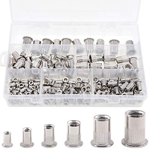 Keadic Plusieurs en acier inoxydable 304 Rivet Écrou Tête plate fileté Insert Nutsert Assortiment kit – M3 M4 M5 M6 M8 M10 (métrique)