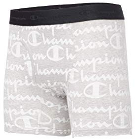 Champion Herren C Script Printed Boxer Brief Retroshorts, Oxford-Grau, Large