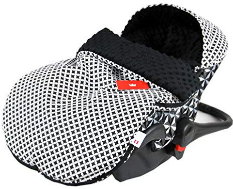BabyLux FUßSACK 90cm Minky Babyschale Kinderwagen Buggy Jogger Herbst Sommer Frühling (12. Schwarz + Maroko)