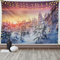 ABAKUHAUS Wald Wandteppich, Sonnenaufgang an der Winterzeit aus Weiches Mikrofaser Stoff Waschbar ohne Verblassen Digitaldruck, 150 x 110 cm, Weiß Rot