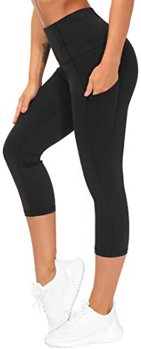 THE GYM PEOPLE Leggings Capri Donna 3/4 Vita Alta Pantaloni Yoga con Tasche | Spessi, Opaco, Tasche Laterali, Tasca Interna, Cuciture Flatlock, Stretch 4 Vie, Traspirante, Anti Camel Toe, Corsa Fitness