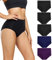 wirarpa Culottes Gainante Femmes Coton Taille Haute Slips, 3noir,1bleu, 1violet-lot de 5, 46-48,L