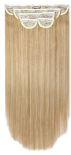 Lullabellz Super Thick Straight Clip In Hair Extensions 5-Piece, 22-Inch Length, Golden Blonde