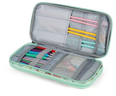 Katech Häkelnadel-Set Tasche, Nähset Tasche für Häkelnadeln und Stricknadeln, Häkelzubehör für Zuhause und Reisen (Grün)