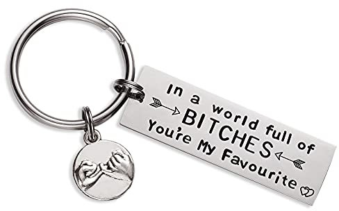 Melix Home Porte-clés pour meilleure amie, cadeau d'amitié, porte-clés mignon pour meilleure amie, idée cadeau, In a World Full of Bitches You Are My Favourite, Medium