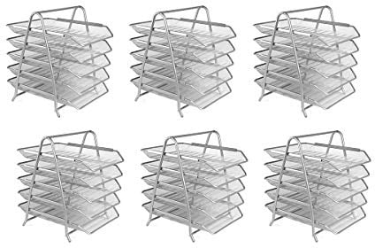 OSCO Mesh 5 Tier Tray - Silver Wire Mesh - A4 and Foolscap Size - Pack of 6