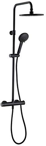 Wirquin 60722893 Colonne de douche avec mitigeur thermostatique Black Roma Comfort 5 jets, noir