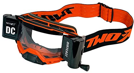 TWO-X Cross-Brille - Roll Off - ATOM Dirtcast - Motocross-Brille mit klarem Glas - Enduro & Downhill - Schutz-Brille - Fury-Orange