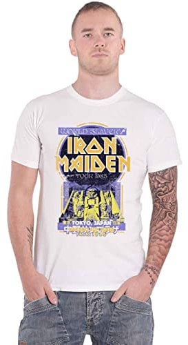 Iron Maiden T Shirt Powerslave Japan Flyer Tour 1985 Official Mens White XXL