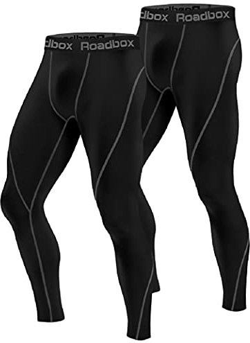 Roadbox Kompressionshose Laufhose Herren Lang für Sport,Trainings,Fitness,Radfahren,Yoga,Wandern,Basketball(Schwarz,XXL)