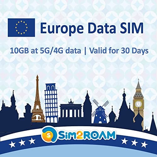 Tarjeta SIM Solo Datos Europa 30Días | Tarjeta SIM de Datos prepago de Alta Velocidad 5G/4G LTE | Buena conexión | ¡Recargable! (10GB / 30Días)