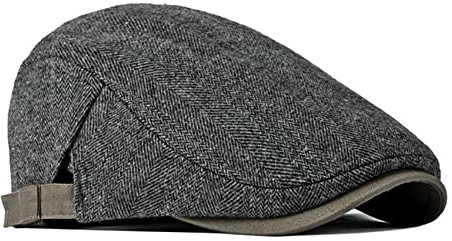 besbomig Klassische Schiebermütze Herren Baskenmütze, Schirmmütze für Herren Damen Barett Flatcap Kopfbedeckung Newsboy Cap Schirmmützen Einstellbar 55-60cm Herbst Winter Tweed Kappe