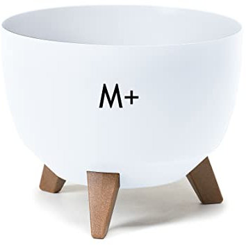 MELTOM Blumentopf mit Füßen aus Kunststoff Schale Rund mit Einsatz Kräutertopf (Weiß, M+ 33 cm)