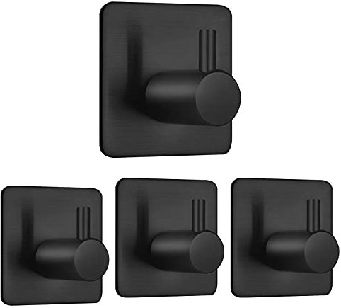 Auxmir 4 Pack Self Adhesive Hooks, Max 10kg Heavy Duty Sticky Hooks, Stainless Stick on Towel Hook, Nail Free Adhesive Hook for Kitchen, Bathroom, Cupboards, Office, Doors, Walls, Coats, Keys