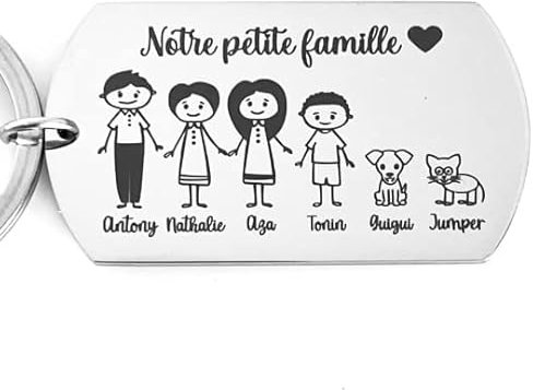 Porte clé personnalisé famille en inox notre petite famille, cadeau de noel, cadeau papa, fête des pères, des mères..