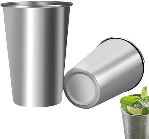 Yqhugbc 2 Pezzi Tazze in Metallo Riutilizzabile Bicchieri per Bere Tazze in Metallo Riutilizzabile Impilabili Tazza in Acciaio Inox per Feste in Campeggiohome Travel bar