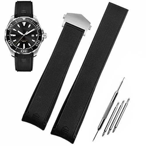 HEYOZURY Uhrenarmband für Tag Heuer 22mm Silikon Faltschnalle armband Aquaracer Serie Monaco Serie Ersatz Armband Original Armband Uhrenarmband for Tag Heuer