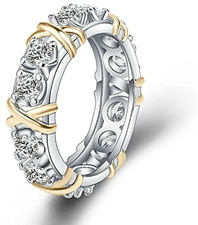 Magnetic Zircon Shaping Cross Full Moissanite Diamond Ring,925 Sterling Silver Cross Full Moissanite Diamond Ring,Magnetic Zircon Shaping Rings,Sterling Silver X Ring Criss Cross Ring (Gold,5)