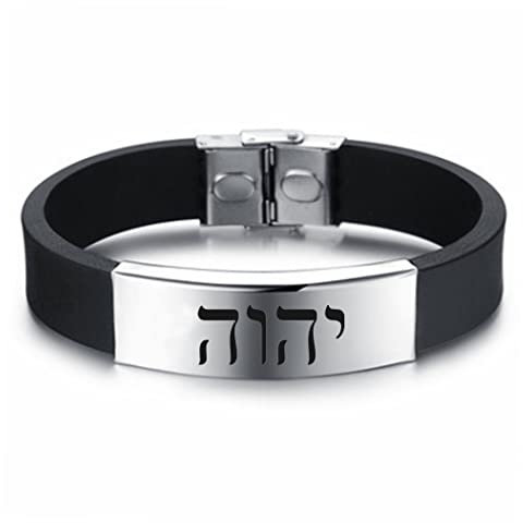 ForeverWill YHWH Tetragrammaton Symbol Hebräisches Wort Silikon Armband Jüdische Namen Gottes Armreif Israeal Biblische Jehova Armbander, 8,66 Zoll
