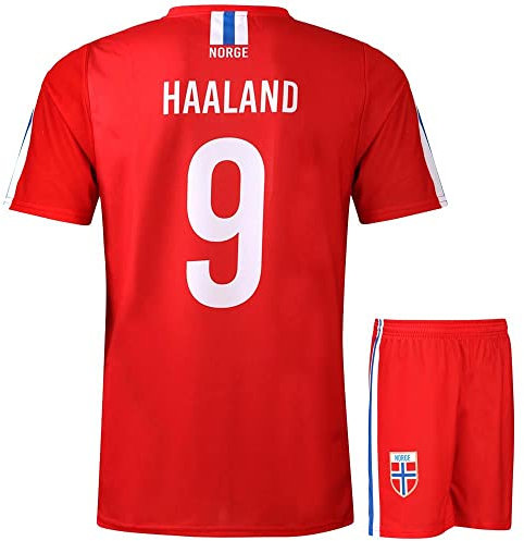 Norwegen Fußball Trikot Set Haaland - Kinder und Erwachsene - Jungen - Sportsachen - Geschenk - Sport t Shirt - Sportbekleidung - Größe M