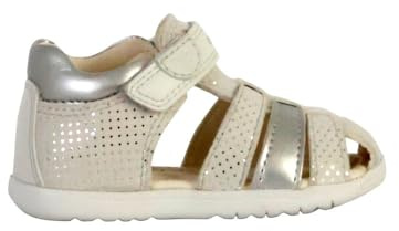 Geox Girls' B Macchia Gir Sandal, Off White Lt Silver, 8.5 UK