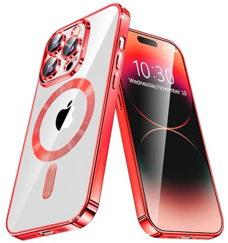 IMIRST Soft Phone Case for Apple iPhone 14 Pro - Super Magsafe & Wireless Charging Compatible Shockproof Classic Hybrid Slim Cover for Apple iPhone 14 Pro, YIX Red