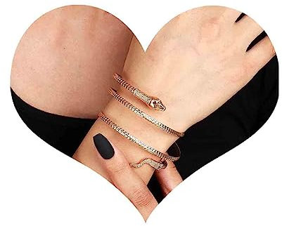 Dervivea Boho Gold Schlange Armreif Armband Schlange Handgelenk Armband Obere Schlange Armmanschette Schlange Armreif Flexibles Armband Punk Schlange Armband Schmuck Für Frauen Und Mädchen