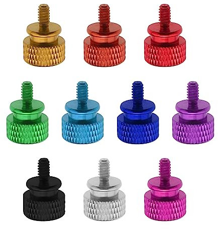 YINETTECH 10 Stück M3,5 6-32 Rändelschrauben für Computergehäuse, Rändelschrauben für PC-Gehäuse, Aluminiumlegierung, Eloxierter Handverschluss Computerzubehör