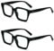 MMOWW 2-Pack Oversized Reading Glasses for Women - Anti Blue Light Glasses with Square Frame (Black, +1.5)
