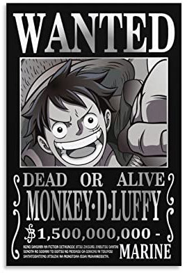 Anime One Piece Wanted Poster Luffy Bild Druck Leinwand Poster Wandfarbe Kunst Poster Dekor Moderne Heimkunstwerke 20 x 30 cm
