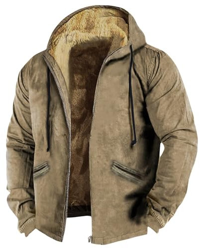FeiBeauty Flanell Jacke Herren Rettungsdienst Steampunk Mantel Sweatjacke Ohne Kapuze Sommerjacke Strickjacke Beige Fleecejacken Warnschutzjacke