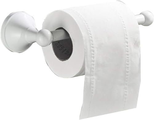 CALUCAB Antique Brass Toilet Roll Holder Wall Mounted Bathroom Toilet Paper Holder Loo Paper Tissue Storage Dispenser (White)