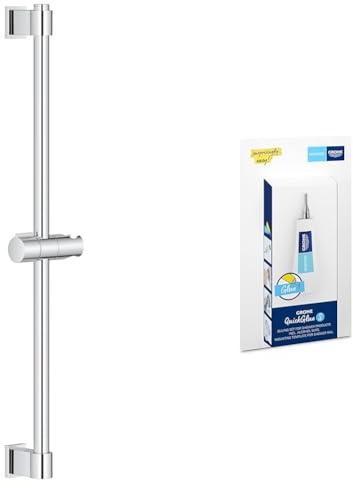 Grohe Vitalio - Brausestange 60cm + Kleber (oberes Befestigungselement verstellbar, mit Gleiter & Gelenkstück, langlebig), chrom