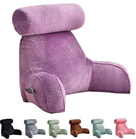 SenhE Soft Bed Rest Reading Pillow with Neck/Arm Support, Shredded Memory Foam Bed Rest Pillow Back Lumbar Support Cushion For Reading Watching TV Gaming (Color : Pink)