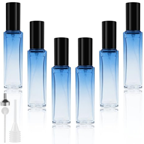 LOPHE Atomizador Perfume de Vidrio, 6 * 10ml Botella de Perfume Recargable, Portátil Frasco Pequeño para Perfume, Pulverizador Perfume Transparente para Viaje, Cita