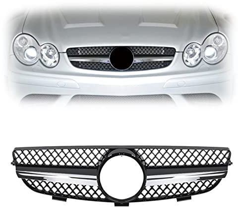 VIDOJI Front Racing Grills Grill Schwarzes Mesh Grid Kit Für Obere Stoßfängerhaube Für Benz CLK Klasse CLK320 CLK500 W209 2003-2009