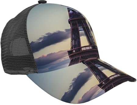 DRTGEDS Eiffelturm-Mesh-Baseballkappe, gewaschene Baseballmütze, verstellbar, für Outdoor-Sport, Urlaub, Eiffelturm 1, Einheitsgr��e